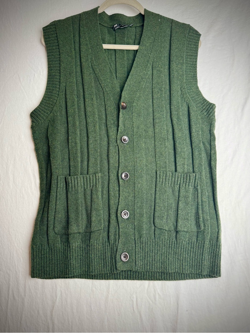 Lambswool Vest Green Knit Sweater Size L Le 31 Par Simons Sustainable Material - Picture 2 of 6
